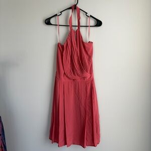 Space Style Concept 100% Silk Halter Neck Pleated Formal Bridesmaid Dress